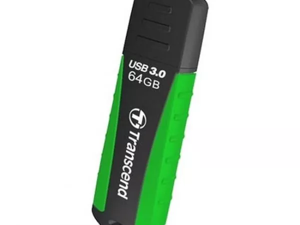 64GB USB3.1 Flash Drive Transcend "JetFlash 810", Black-Green, Rubber Case (R/W:90/30MB/s)