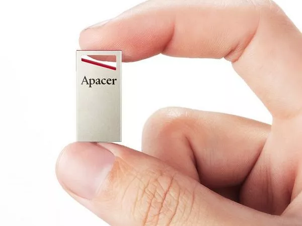 32GB USB2.0 Flash Drive Apacer "AH112", Silver-Red, Super-Mini, Metal, Capless (AP32GAH112R-1)