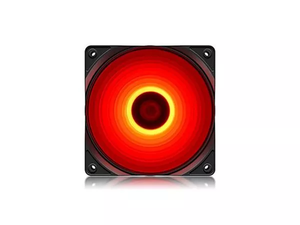 120mm Case Fan - DEEPCOOL "RF120R" RED LED Fans, 120x120x25mm, 500-1500rpm, 21.9dBa, 48.9 CFM, 3-pin & 4-pin Peripheral