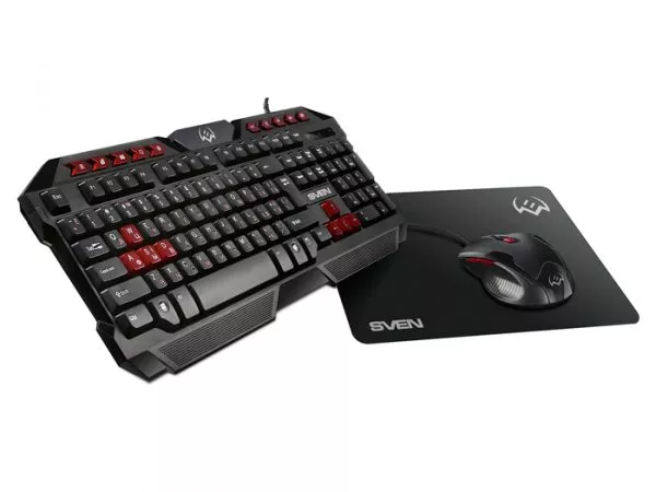 Gaming Keyboard & Mouse & Mouse Pad SVEN GS-9200, Multimedia, Spill resistant, WinLock Black, USB