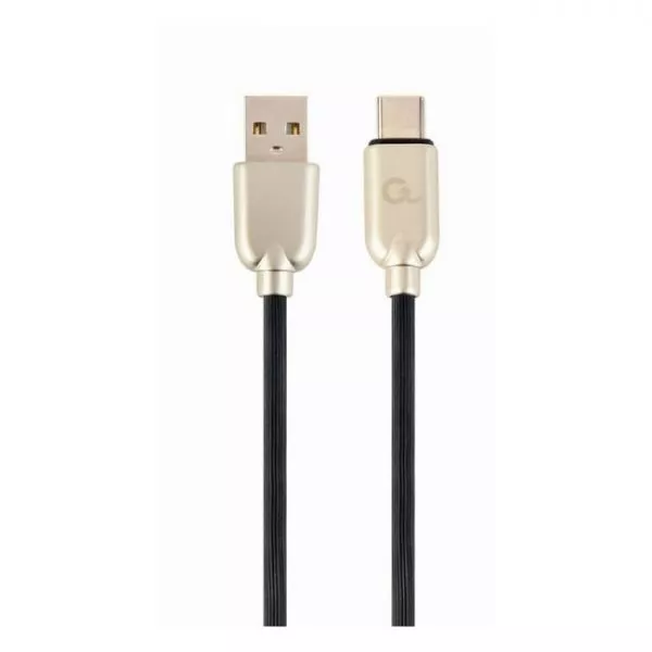 Blister Type-C /USB2.0, AM/CM, 1.0m, Cablexpert Premium Ruber Black, CC-USB2R-AMCM-1M