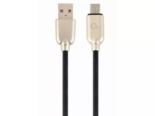 Blister MicroUSB/USB2.0, 1.0 m, Cablexpert Premium Rubber Black, CC-USB2R-AMmBM-1M