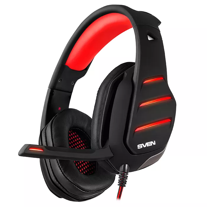 Gaming Headset SVEN AP-U997MV, 40mm drivers, 20-20000Hz, 32 Ohm, 115dB, 374g., USB, Black/Red