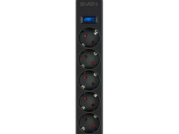 Surge Protector  5 Sockets, 3.0m,  Sven SF-05LU, 2 USB ports charging (2.4A), Black
