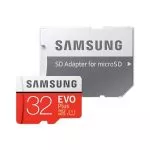 32GB MicroSD (Class 10) UHS-I (U1)+SD adapter, Samsung EVO Plus "MB-MC32GA" (R/W:95/20MB/s)