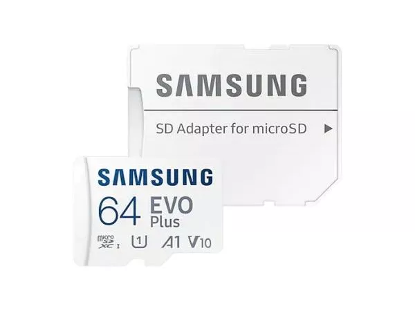 64GB MicroSD (Class 10). UHS-I (U1)+SD adapter, Samsung EVO Plus "MB-MC64KA" (R:130MB/s)