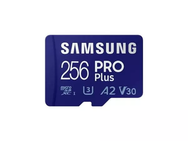 256GB MicroSD (Class 10) UHS-I (U3) +SD adapter, Samsung PRO Plus "MB-MD256KA" (R/W:160/120MB/s)