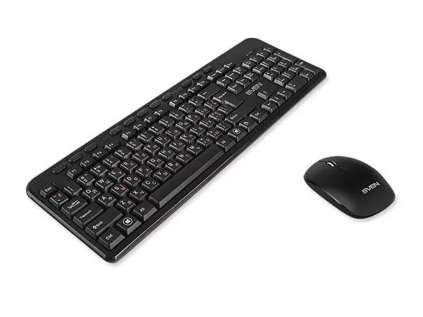 SVEN KB-C3200W, Wireless, Multimedia Keyboard & Mouse, 2.4GHz, (115 keys, 11 Fn-keys) + Mouse (3 + 1 (scroll wheel), 800/1200/1600 dpi), Nano receiver