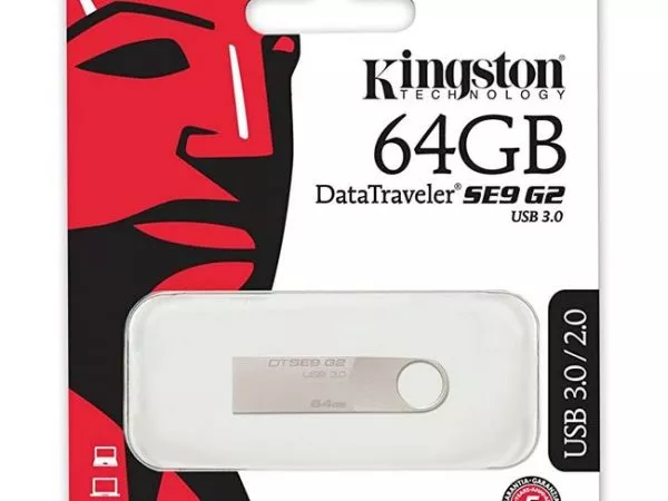 64GB USB3.1 Flash Drive Kingston DataTravaler "SE9 G2", Silver, Metal Case, Key Ring (DTSE9G2/64GB)