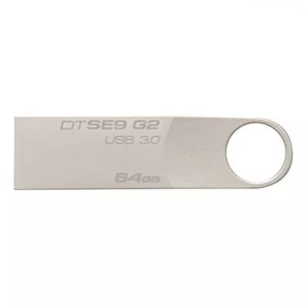64GB USB3.1 Flash Drive Kingston DataTravaler "SE9 G2", Silver, Metal Case, Key Ring (DTSE9G2/64GB)