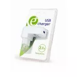 Gembird EG-UC2A-02, Universal AC USB charging adapter, 5 V / 2.1 A, White