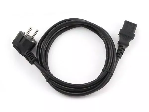 Power cord PC-186-VDE,  1.8 m, Schuko input and right angled C13 output, with VDE approval, Black