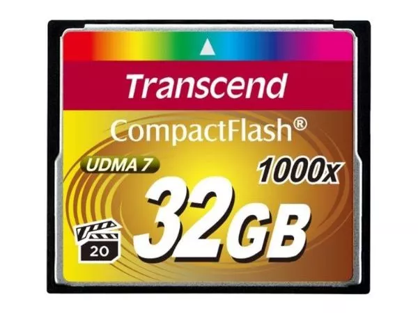 32GB CompactFlash Card, Hi-Speed 1000X, Transcend "TS32GCF1000" (R/W: 160/120MB/s)