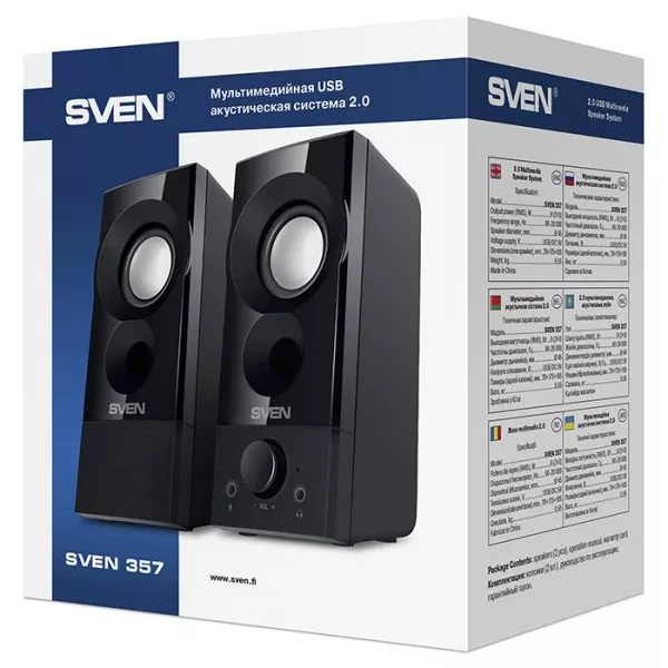 Speakers SVEN 357 Black, 6w, USB / DC 5V power