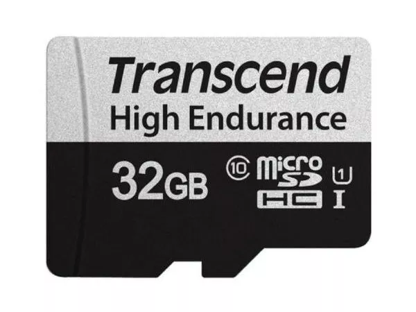 32GB MicroSD (Class 10) UHS-I (U1),+SD adapter, Transcend "TS32GUSD350V" (R/W:95/40MB/s, Endurance)
