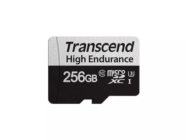 256GB MicroSD (Class 10) UHS-I (U3),+SD adapter, Transcend "TS256GUSD350V" (R/W:95/45MB/s,Endurance)