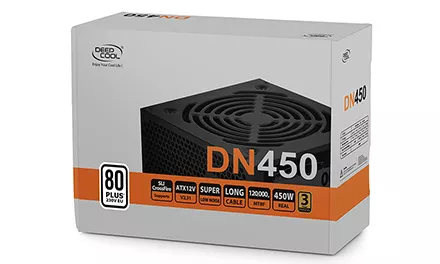PSU DEEPCOOL "DN450 New version", 450W, ATX 2.31, 80 PLUS®, Active PFC, 120mm fan with PWM, +12V (34A), 20+4 Pin, 1xEPS(4+4Pin), 5x SATA, 1xPCI-E(6+2p