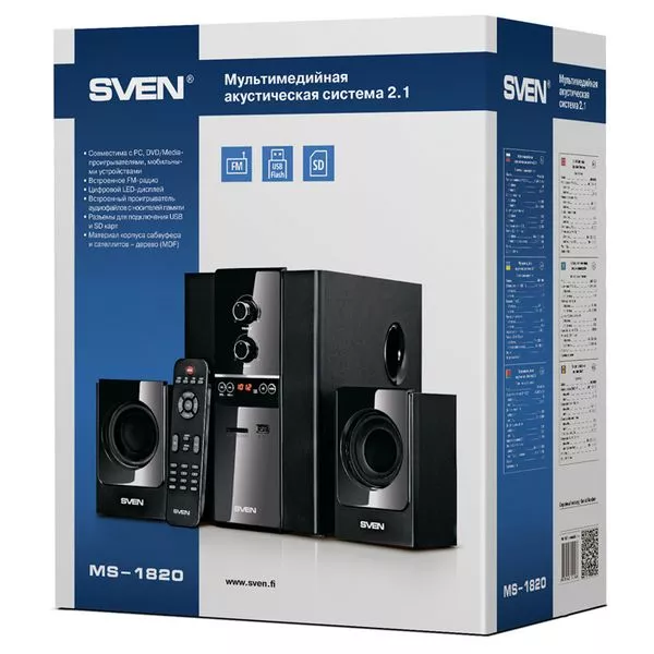Speakers SVEN "MS-1820" SD-card, USB, FM, Black, 40w / 18w + 2x11w / 2.1