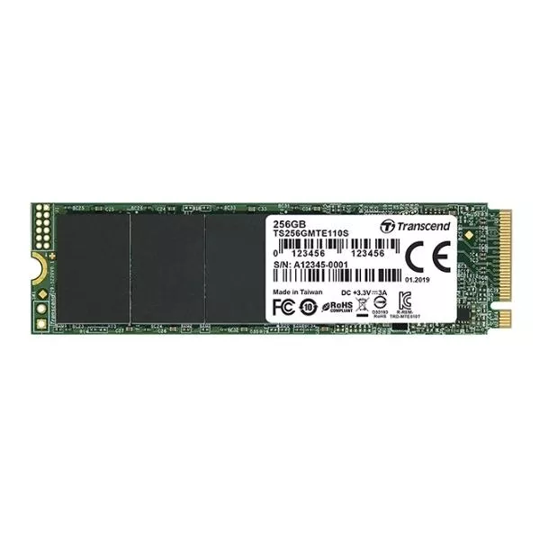 M.2 NVMe SSD  256GB Transcend 110S [PCIe 3.0 x4, R/W:1800/1500MB/s, 180/150K IOPS, SM2263, 3DTLC]