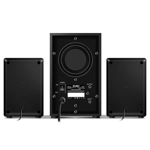 Speakers SVEN "MS- 90" Black, 2.1 / 5W + 2x5W RMS, volume control and bass control, wooden