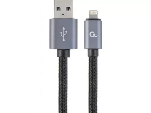 Cable 8-pin Cotton braided - 1.8m - Cablexpert CCB-mUSB2B-AMLM-6, Black, Professional series, USB 2.