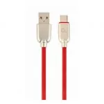 Cable USB2.0/Type-C Premium Rubber - 2m - Cablexpert CC-USB2R-AMCM-2M-R, Red, USB 2.0 A-plug to type