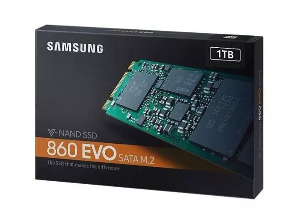 M.2 SATA SSD 1.0TB Samsung 860 EVO "MZ-N6E1T0BW" [R/W:550/520MB/s, 97 IOPS, MJX, V-NAND 3bit MLC]