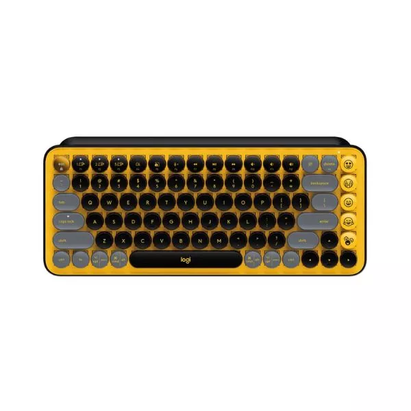Logitech POP Keys Wireless Mechanical Keyboard With Emoji Keys, Multi-device, Layout Size Minimalist, Blast/Yellow