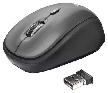 Trust Yvi Wireless Mini Optical Mouse - Black, 2.4GHz, Nano receiver, 800/1600 dpi, USB