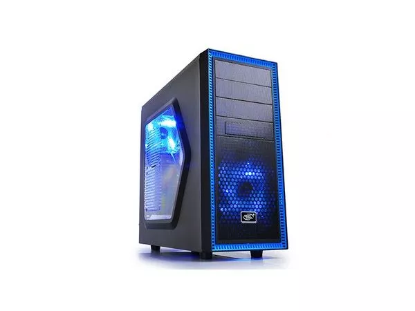 DEEPCOOL "TESSERACT_SW-BK" ATX Case, with Side-Window, without PSU, Massive metal mesh, Tool-less, 1x 120mm front Blue LED fan, 1x 120mm rear Blue LED