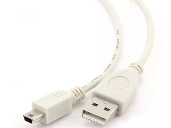 Cable Mini USB2.0, Mini B - AM, 0.9 m, WHITE, Cablexpert, CC-USB2-AM5P-3