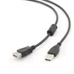 Cable USB, USB AM/AF, 1.8 m, USB2.0 Premium quality with ferrite core, Cablexpert, CCF-USB2-AMAF-6