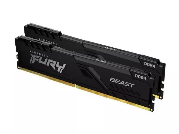 16GB (Kit of 2*8GB) DDR4-3733  Kingston FURY® Beast DDR4, PC29800, CL19, 1.35V, Auto-overclocking, Asymmetric BLACK low-profile heat spreader, Intel X