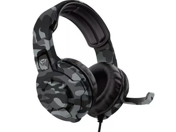 Trust Gaming GXT 411K Radius Multiplatform Headset - Black Camo, 40mm drivers provide a booming audio experience, adjustable microphone, Nylon braided