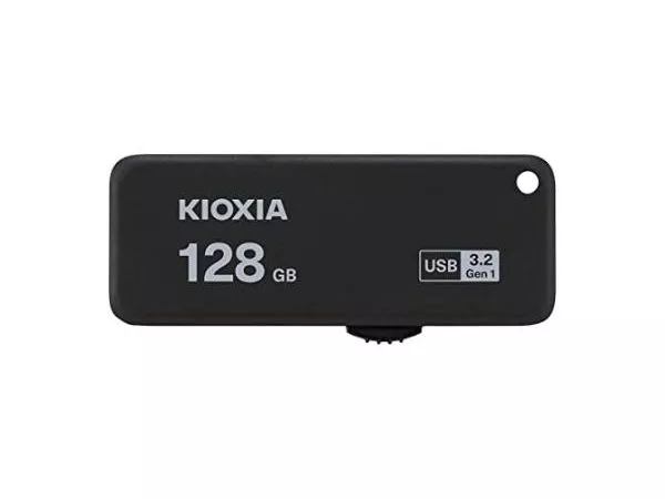 128GB USB3.2  Kioxia (Toshiba) TransMemory U365 Black, Plastic, Capless, Sliding retractable design (Read 150 MByte/s, Write 40 MByte/s)