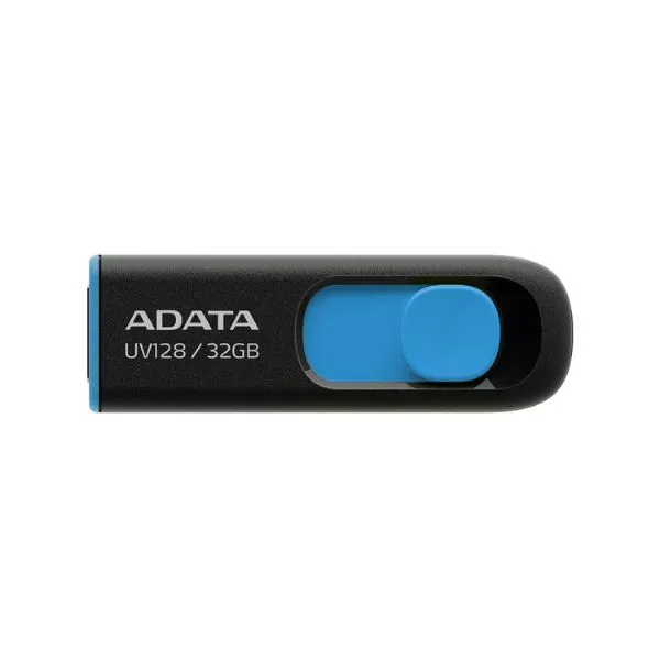 32GB USB3.1 Flash Drive ADATA "UV128", Black-Blue, Plastic, Slider (R/W:40/20MB/s)