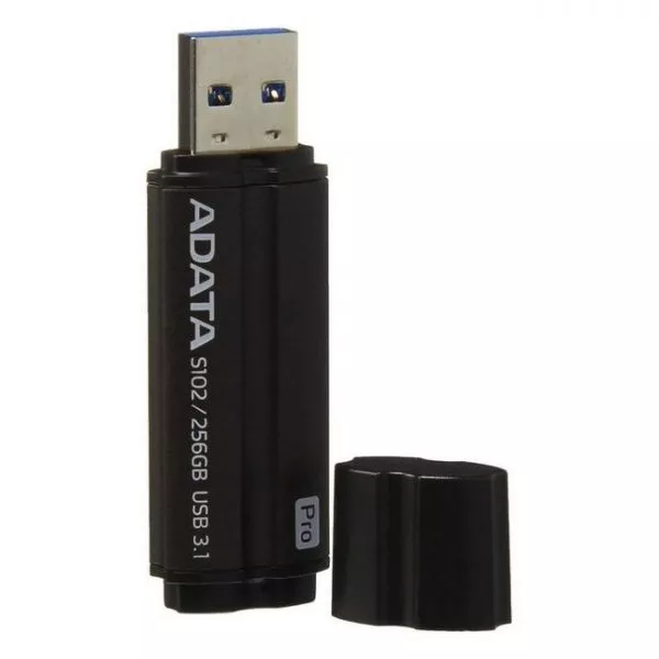 256GB USB3.1 Flash Drive ADATA "S102 Pro", Titanium-Gray, Aluminum, Classic Cap (R/W:200/120MB/s)