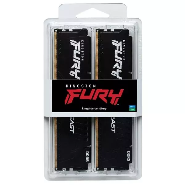 32GB DDR5-6000MHz  Kingston FURY Beast (Kit of 2x16GB) (KF560C40BBK2-32), CL40-40-40, 1.35V, Black