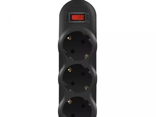 Surge Protector  3 Sockets, 1.8m, Sven "SF-03L", Black, retail box, flame-retardant material