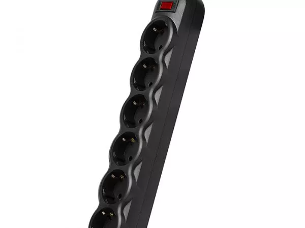 Surge Protector  6 Sockets, 3.0m, Sven "SF-06L", BLACK, Retail color box, flame-retardant