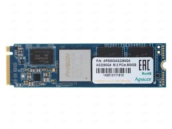 M.2 NVMe SSD  500GB Apacer  AS2280Q4 [PCIe 4.0 x4, R/W:5000/2500MB/s, 750K IOPS, PS5016, 3D TLC]