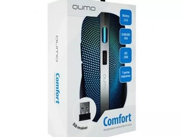 Wireless Mouse Office Comfort, Optical, 800-2400 dpi, 6 buttons, Ambidextrous, 600mAh, Black/Blue
