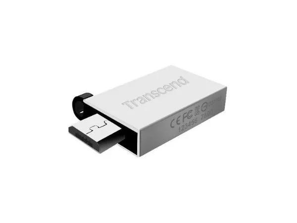 32GB USB2.0/Micro-USB Flash Drive Transcend "JetFlash 380", Silver, Metal Case, OTG (R/W:20/9MB/s)