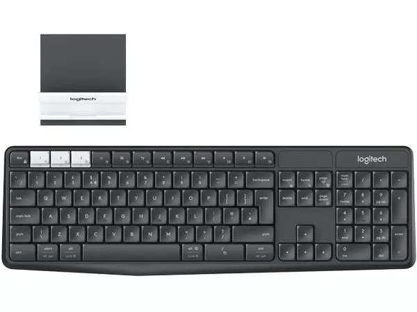 Wireless Keyboard Logitech K375s Multi-Device, Full-size, FN key, Bluetooth/2.4Ghz, 2xAAA, Graphite