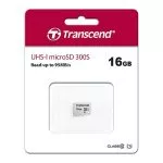 16Gb MicroSD (Class 10) UHS-I (U1) , Transcend "TS16GUSD300S" (R/W:95/45MB/s)