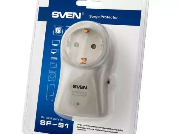 Surge Protector Sven SF-S1 1Sockets, Grey, flame-retardant