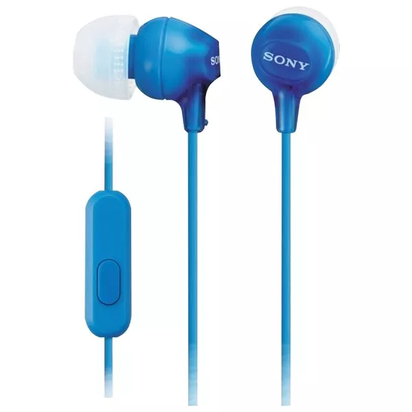 Earphones  SONY  MDR-EX15LP, 3pin 3.5mm jack L-shaped, Cable: 1.2m, Blue