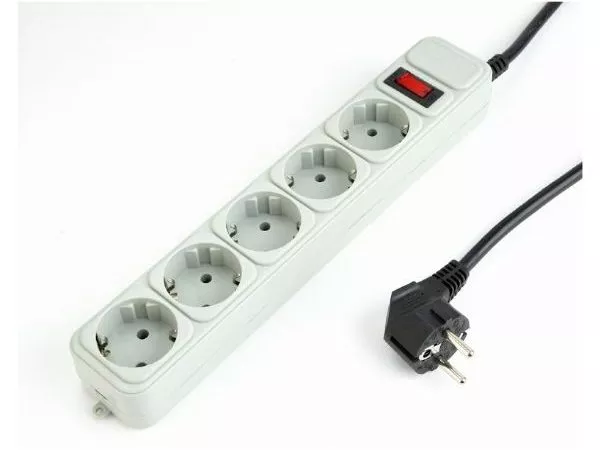 Gembird Surge Protector SPG3-B-6C, 5 Sockets, 1.8m, up to 250V AC, 16 A, safety class IP20, Grey