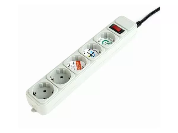Gembird Surge Protector SPG3-B-10C, 5 Sockets, 3m, up to 250V AC, 16 A, safety class IP20, Grey
