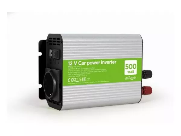 EnerGenie EG-PWC500-01, 12 V Car power inverter, 500 W, with USB port / 5V-1A
